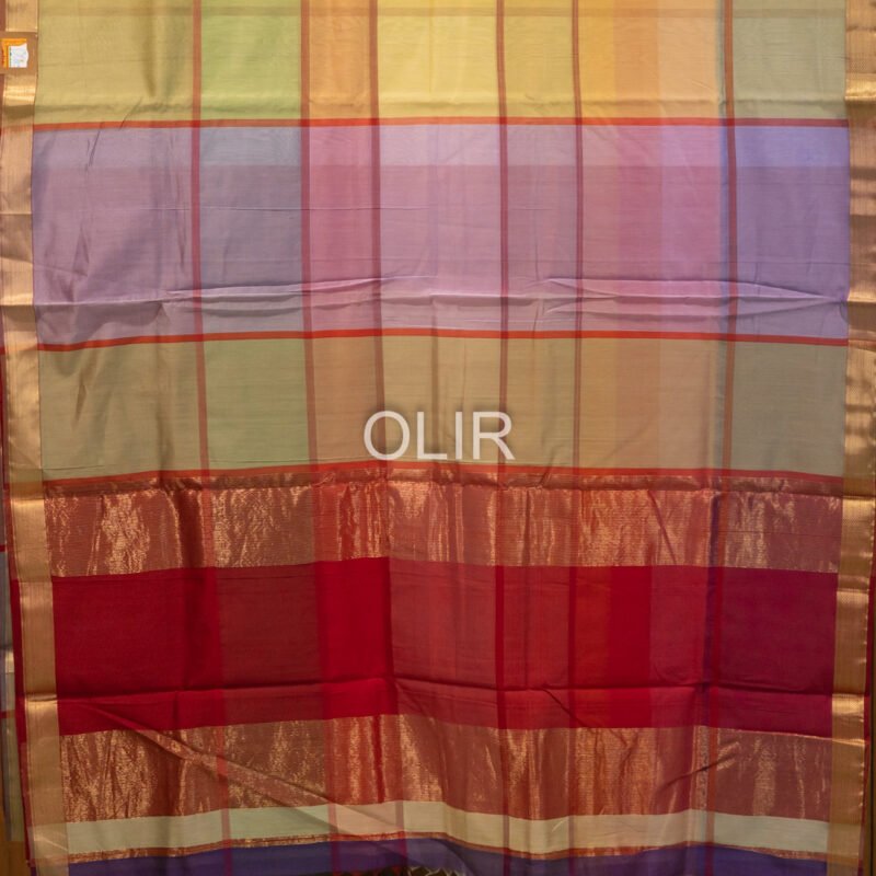 MSC085 - Multi Coloured Checks Maheshwari Handloom Silk Cotton - Image 4