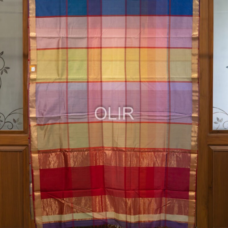 MSC085 - Multi Coloured Checks Maheshwari Handloom Silk Cotton