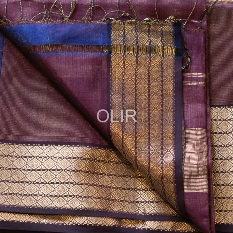MSC058 - Wine Colour Maheshwari Handloom SIlk Cotton - Image 3