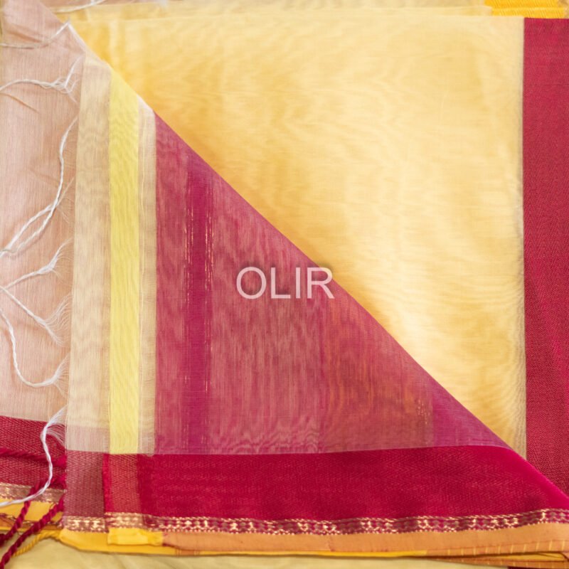 MSC089 - Yellow Maheshwari Handloom Silk Cotton - Image 2