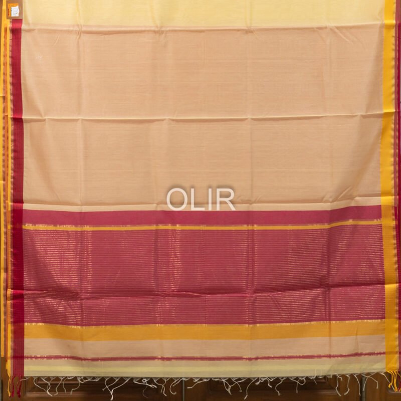 MSC089 - Yellow Maheshwari Handloom Silk Cotton - Image 3