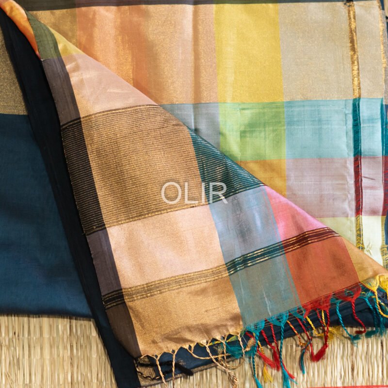 MSC088 - Peacock Bluegreen Maheshwari Handloom Silk Cotton - Image 3