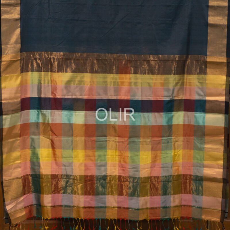MSC088 - Peacock Bluegreen Maheshwari Handloom Silk Cotton - Image 2