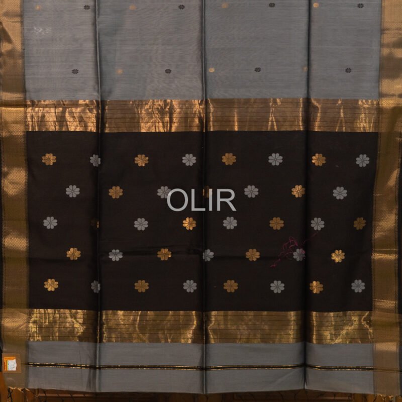 MSC054  Slate Grey Maheshwari Handloom Silk Cotton - Image 2