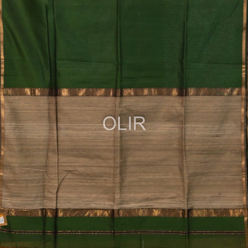 MSC075 - Dark Green Maheshwari Handloom Silk Cotton - Image 4