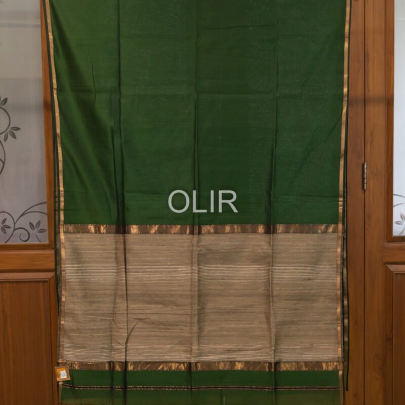 MSC075 - Dark Green Maheshwari Handloom Silk Cotton