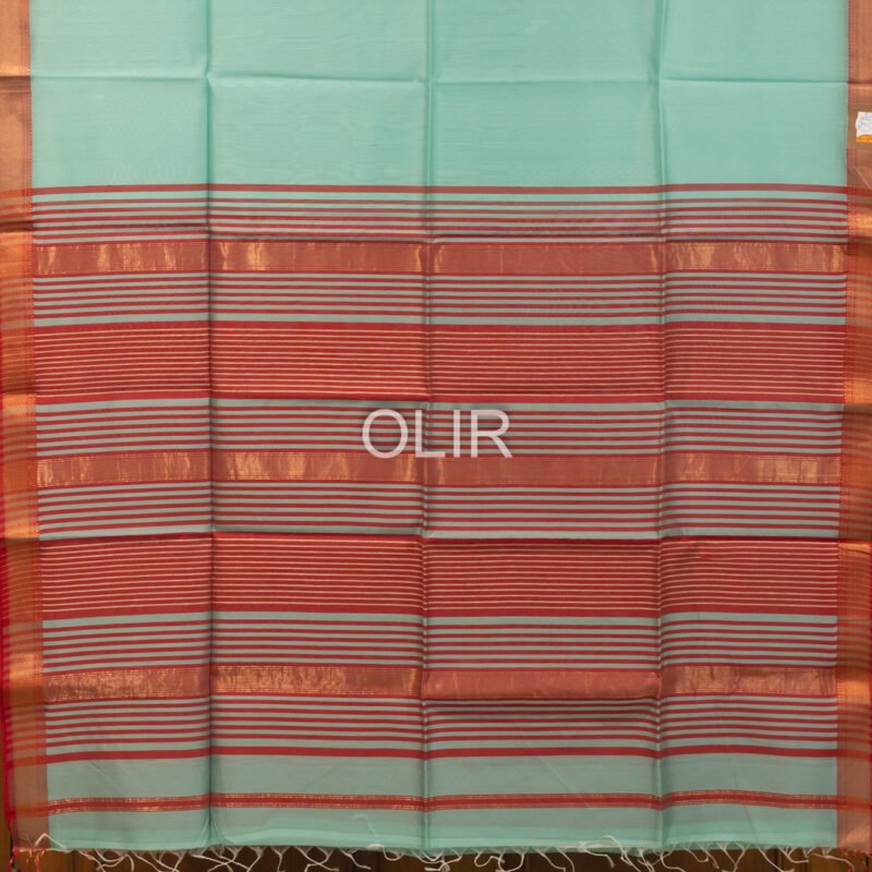 MSC064 - Cyan Colour Maheshwari Handloom Silk Cotton - Image 2